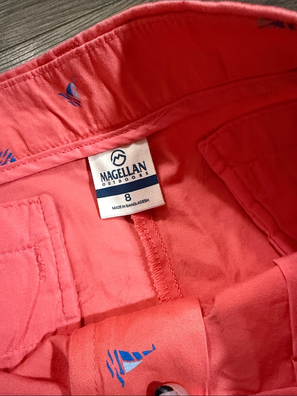 Magellan Outdoors Coral Pink Sailboat Print Women’s Shorts - Picture 3 of 4